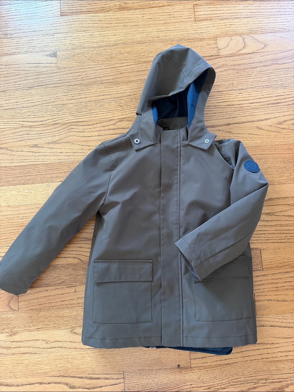 Jacadi 3 in 1 parka Hooded Coat - Olive Green & inner jacket blue